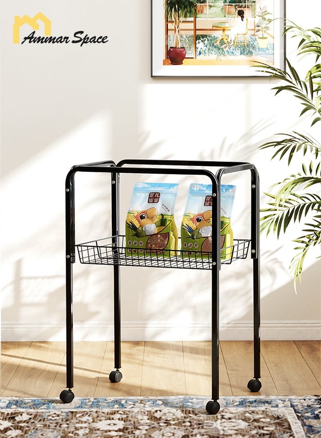 Ammar Space Black-Bird Cage Stand with Wheels Metal Pet Cage Holder Storage Shelf for Parrot Budgie Cockatiel Rolling Bird Cage Rack Organizer 43×31×69cm - Image 3