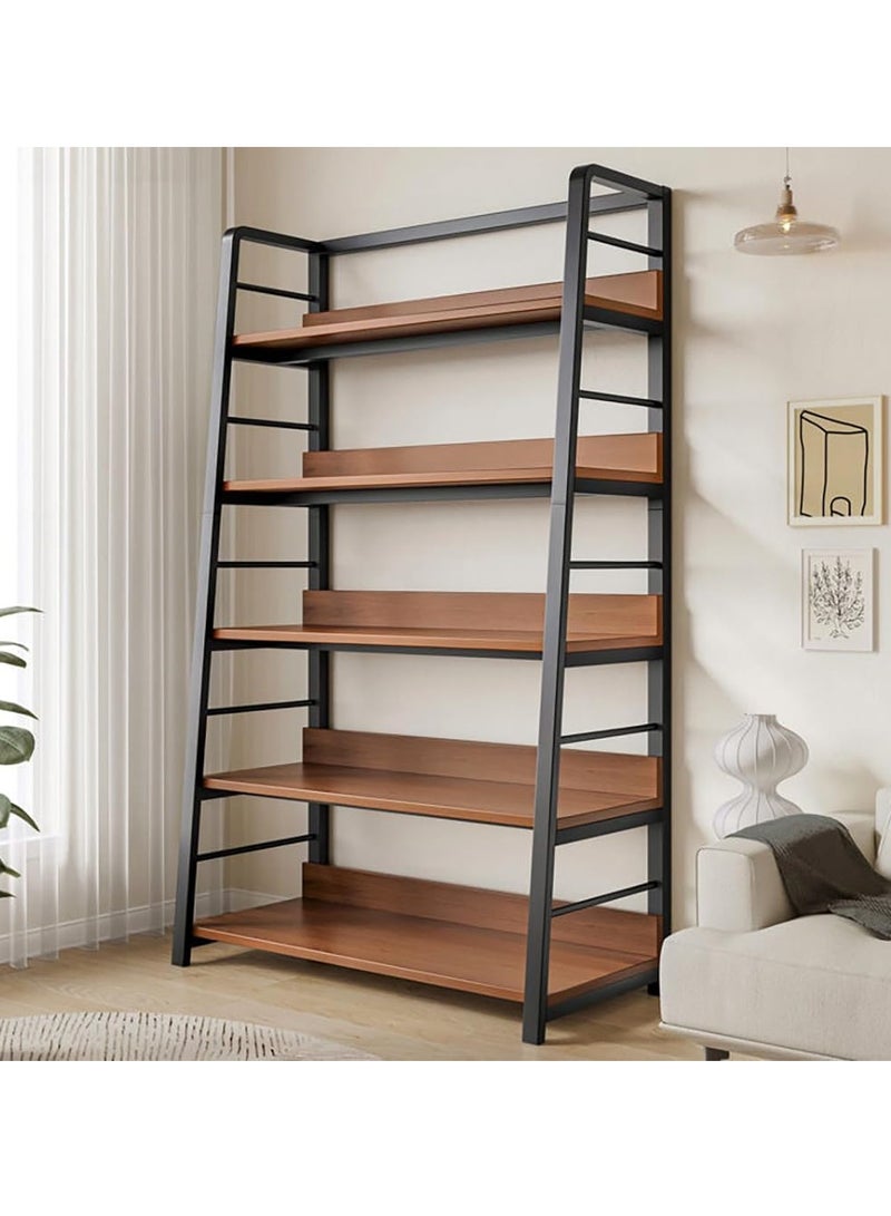 LEDIN 5-Tier Bookshelf Industrial Bookcase, 5 Shelf Ladder Shelf Book Storage Shelf Organizer for Living Room, Home Office - Image 1