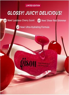 Gisou Gisou Honey Infused Hydrating Lip Oil Cherry On The Cake | Sheer Pinky Red Shimmer, Nourishing & Moisturizing - 0.27 oz / 8ml  - Image 4