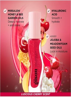 Gisou Gisou Honey Infused Hydrating Lip Oil Cherry On The Cake | Sheer Pinky Red Shimmer, Nourishing & Moisturizing - 0.27 oz / 8ml  - Image 3