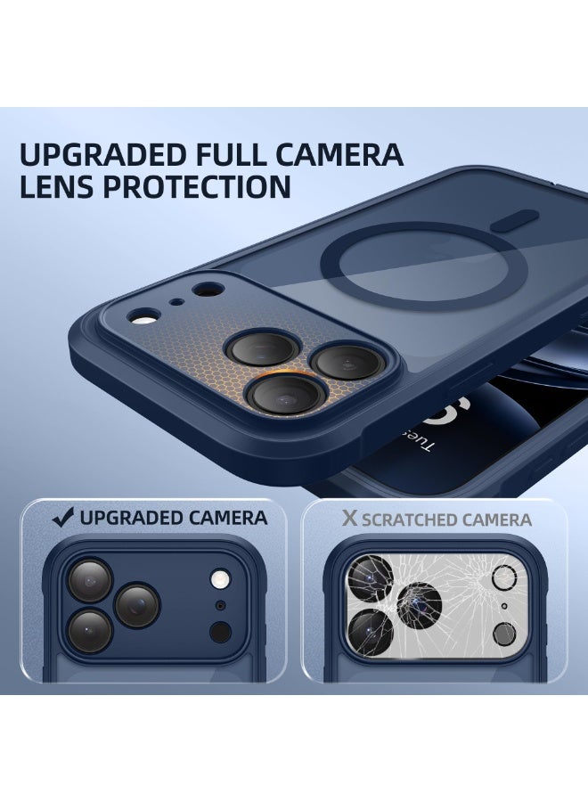 بيرفي جراب آيفون 17 برو ماكس، متوافق مع MagSafe، مزوّد بزجاج حماية مقوى 9H مدمج وحماية للكاميرا، جراب شفاف مقاوم للصدمات بغطاء كامل لهاتف 17 برو ماكس مقاس 6.9 بوصة، لون أزرق داكن - Image 5