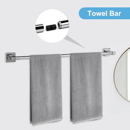 Ntipox 5 Pieces Polished Chrome Bathroom Hardware Accessories SetStainless Steel 236 Hand Towel Bar Set Toilet Paper Holder Towel Ring Towel Rack Set Silver - Image 3