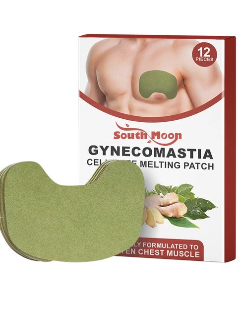 12 Pieces Gynecomastia Plasters for Men, Turmeric Max Plasters, Turmericmax Gynecomastia Compress Plasters, Gynecomastia Cellulite Melting Plasters for Men