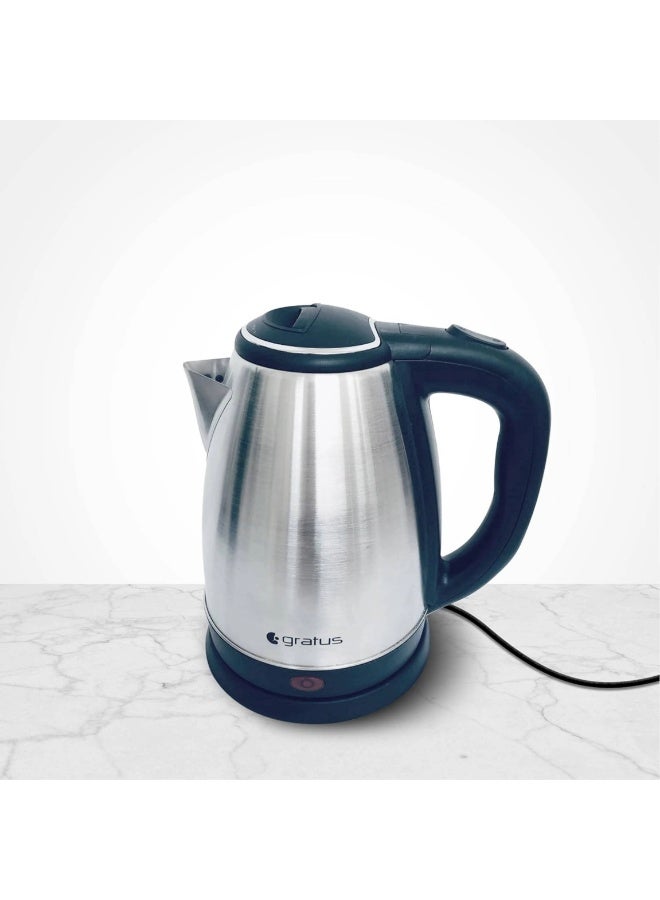 Gratus 1.8L Stainless Steel Electric Kettle 1500–1800W with 360° Cordless Base & Auto Shut-Off, Silver GKSS1815AC - Image 1