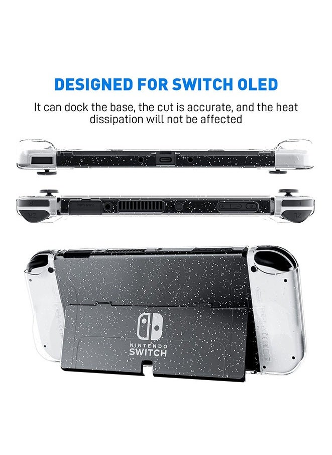 Muyixin Protective Glitter Case Set for Switch OLED 2021, 14 in 1, Accessories Kit with Clear Bling Cover, Screen Protector, Silicone Skin for Joy-Con and Thumb Grip Caps  - Image 2