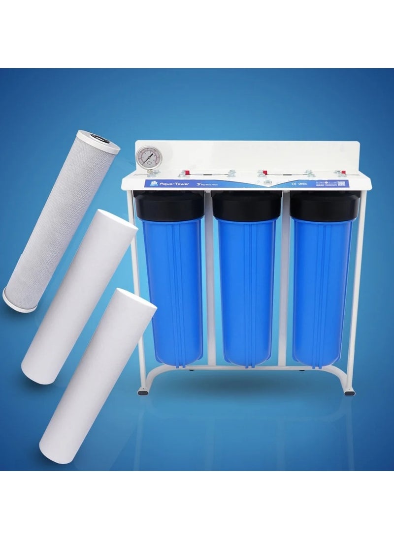 aqua filter - Jumbo 3 Stage Filter Set Includes 2 PP Filters and Carbon Block Filter Removes Bacteria and Heavy Metals - Image 1