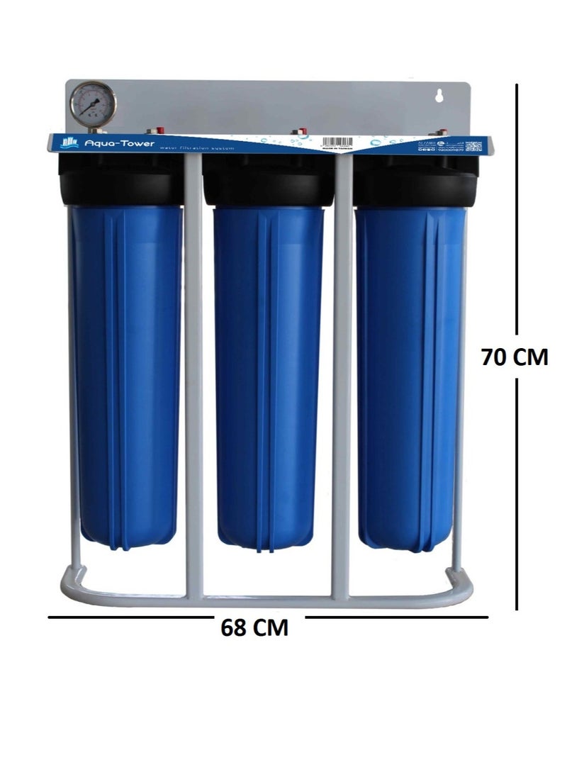 aqua filter - Jumbo 3 Stage Filter Set Includes 2 PP Filters and Carbon Block Filter Removes Bacteria and Heavy Metals - Image 1