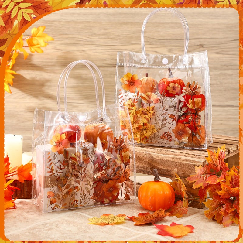 Tioncy 24 Pcs Spring Floral Clear Gift Bags Boho Flower Transparent candy Bags with Handle Wild Floral PVC Treat Bag for Wedding Favors Birthdays Supplies - Image 2