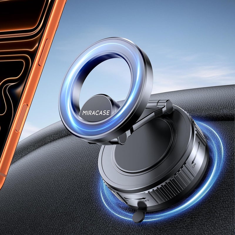 Miracase MagSafe Car Mount - Strong Suction Vacuum Magnetic Phone Holder for iPhone 17 Pro Max, 16, 15, 14, 13, 12 & Android - 360° Rotatable & Foldable - Image 1