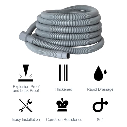 Manste Washer Drain Hose Extension,23FT, Washing Machine Drain Hose Extension，extra Long Washer Drain Hose, U-Bend Holder, Adapter 4 Pcs Clamps - Image 4