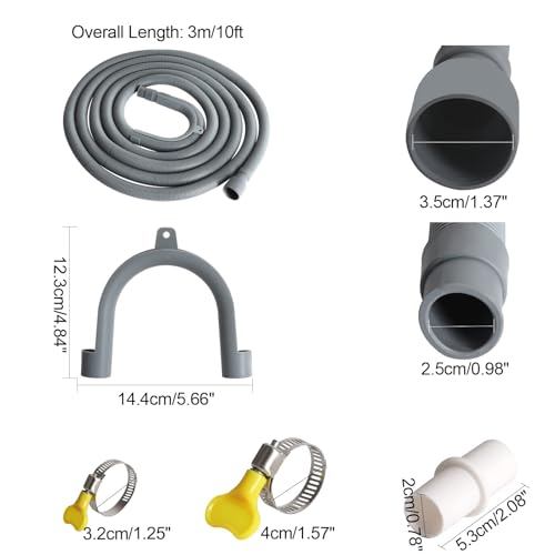 Manste Washer Drain Hose Extension,23FT, Washing Machine Drain Hose Extension，extra Long Washer Drain Hose, U-Bend Holder, Adapter 4 Pcs Clamps - Image 2