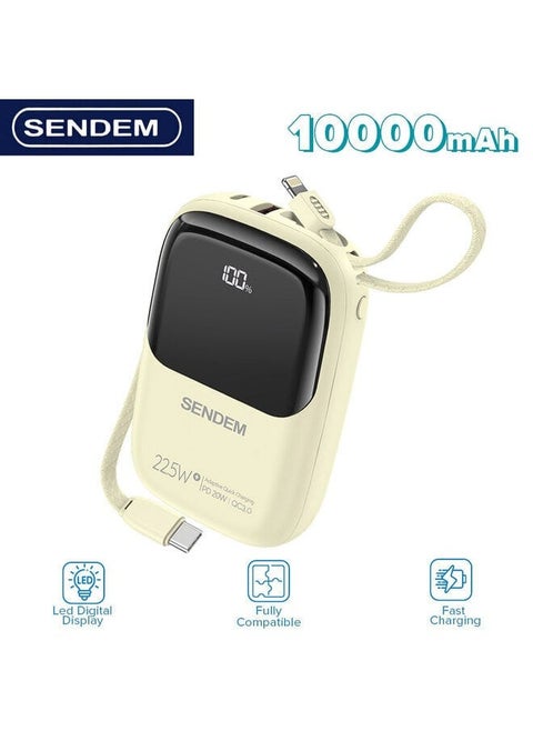 10000mAh 22.5W Fast Charge Dual Wire Fast Power Bank Power Series LED power display