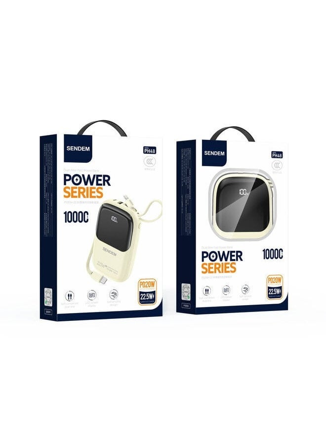 Sendem - 10000mAh 22.5W Fast Charge Dual Wire Fast Power Bank Power Series LED power display - Image 1