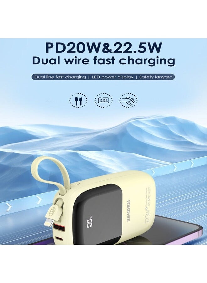 Sendem - 10000mAh 22.5W Fast Charge Dual Wire Fast Power Bank Power Series LED power display - Image 1