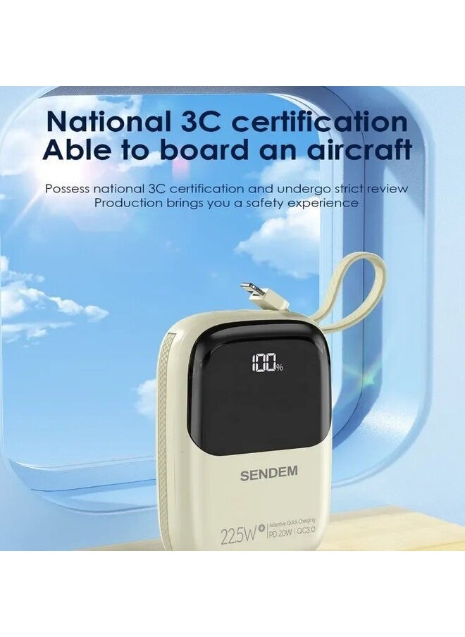 Sendem - 10000mAh 22.5W Fast Charge Dual Wire Fast Power Bank Power Series LED power display - Image 1