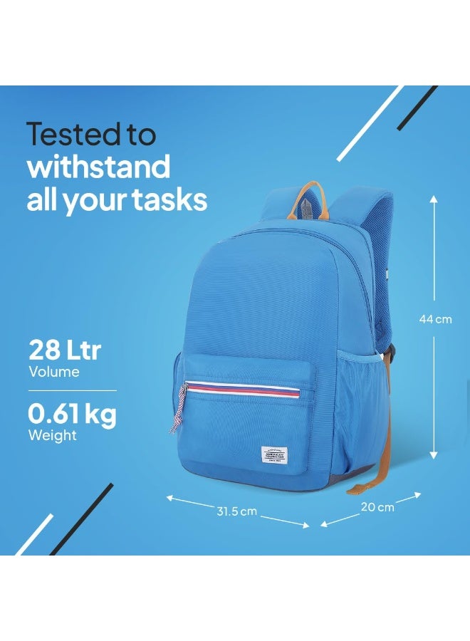 American Tourister Carter, 28L Volume College and Office 4 Compartment Laptop Backpack with Front Organizer and Spacious Interiors for Unisex - Sporty Blue - Image 2