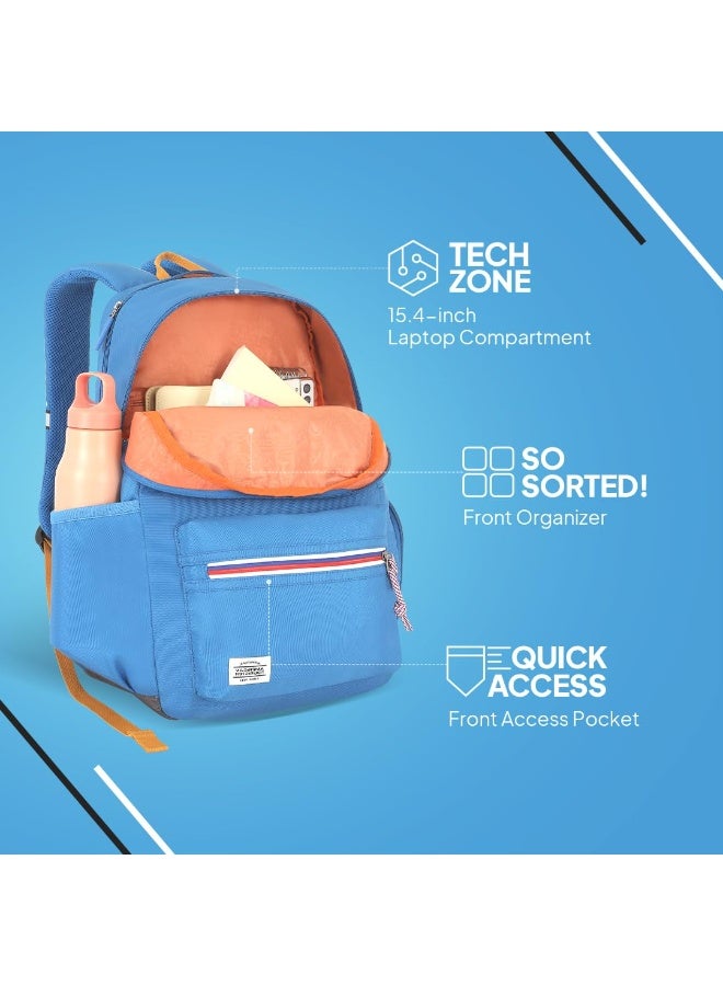 American Tourister Carter, 28L Volume College and Office 4 Compartment Laptop Backpack with Front Organizer and Spacious Interiors for Unisex - Sporty Blue - Image 4