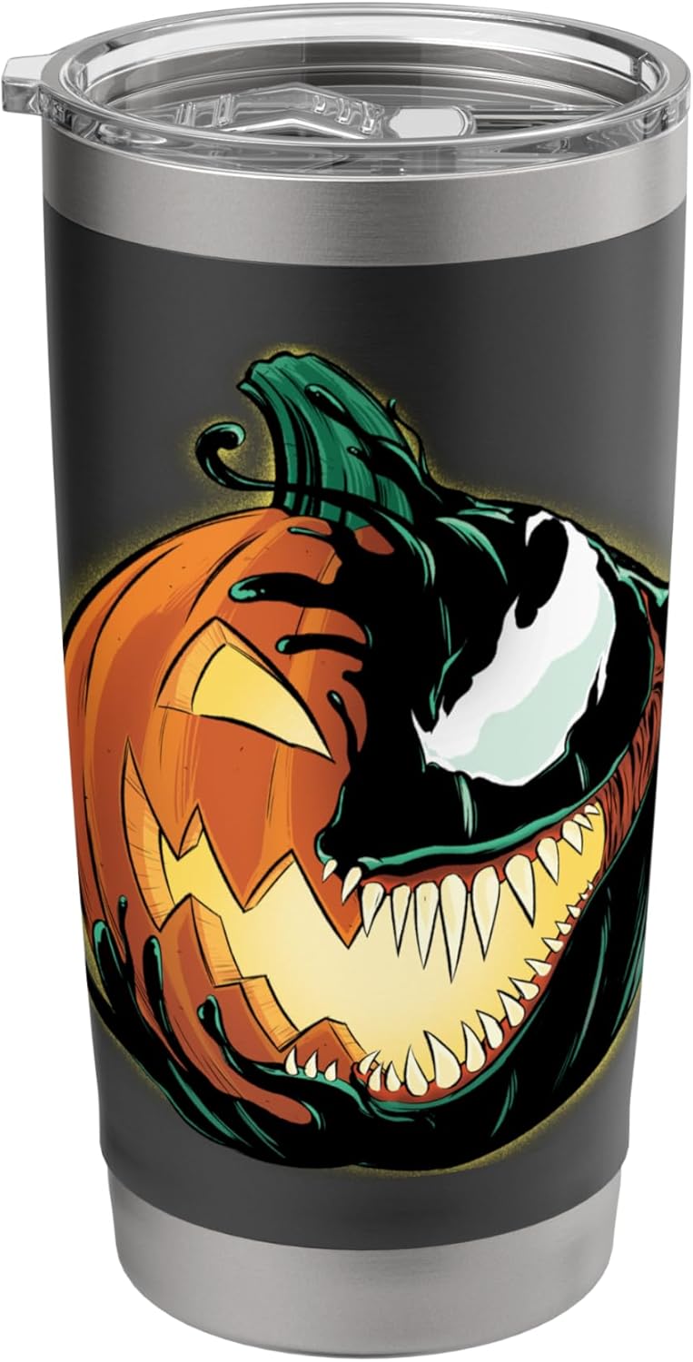 Marvel Venom Halloween Symbiote Pumpkin JackOLantern Stainless Steel Insulated Tumbler - Image 1