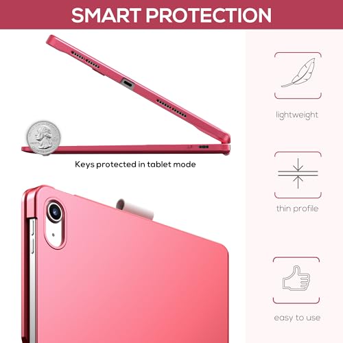 typecase حافظة تايب كيس لتابلت آيباد الجيل العاشر مع لوحة مفاتيح (10.9"، 2022) وآيباد A16 (الجيل الحادي عشر، 2025) – قابلة للدوران 360°، إضاءة خلفية بـ 11 لون، لوحة تتبع متعددة اللمس، رقيقة وخفيفة (وردي) - Image 5