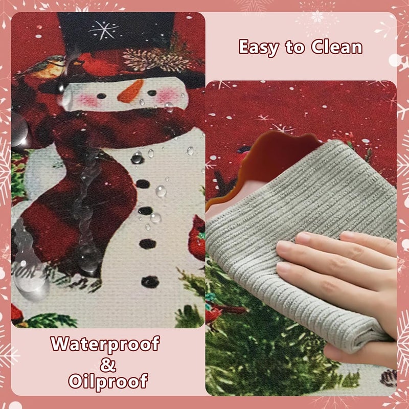 YCT مجموعة 6 من مفارش عيد الميلاد YCT مقاومة للماء والزيت من الجلد مفارش طاولة موسمية لعيد الميلاد سهلة التنظيف لتزيين المطبخ والحفلات 12 × 18 عيد الميلاد 2 - Image 2