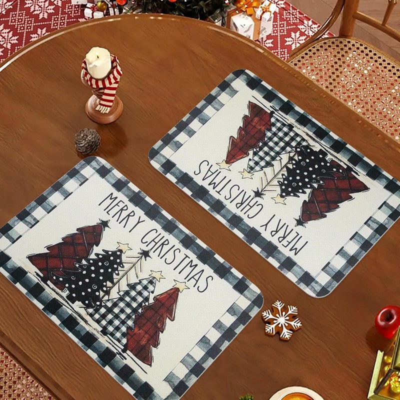 YCT مجموعة 6 من مفارش عيد الميلاد YCT مقاومة للماء والزيت من الجلد مفارش طاولة موسمية لعيد الميلاد سهلة التنظيف لتزيين المطبخ والحفلات 12 × 18 عيد الميلاد 2 - Image 5