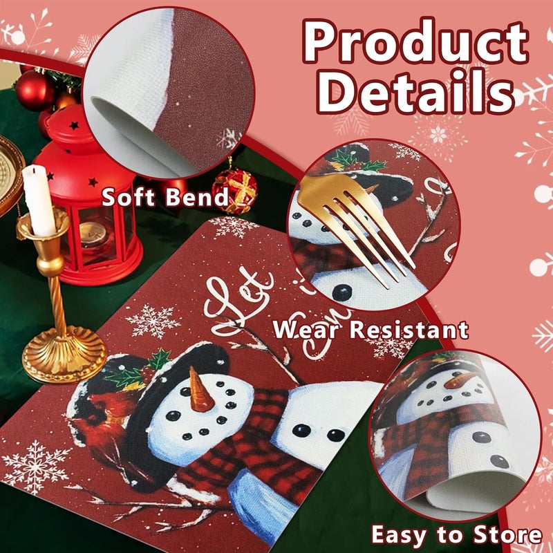 YCT مجموعة 6 من مفارش عيد الميلاد YCT مقاومة للماء والزيت من الجلد مفارش طاولة موسمية لعيد الميلاد سهلة التنظيف لتزيين المطبخ والحفلات 12 × 18 عيد الميلاد 2 - Image 3