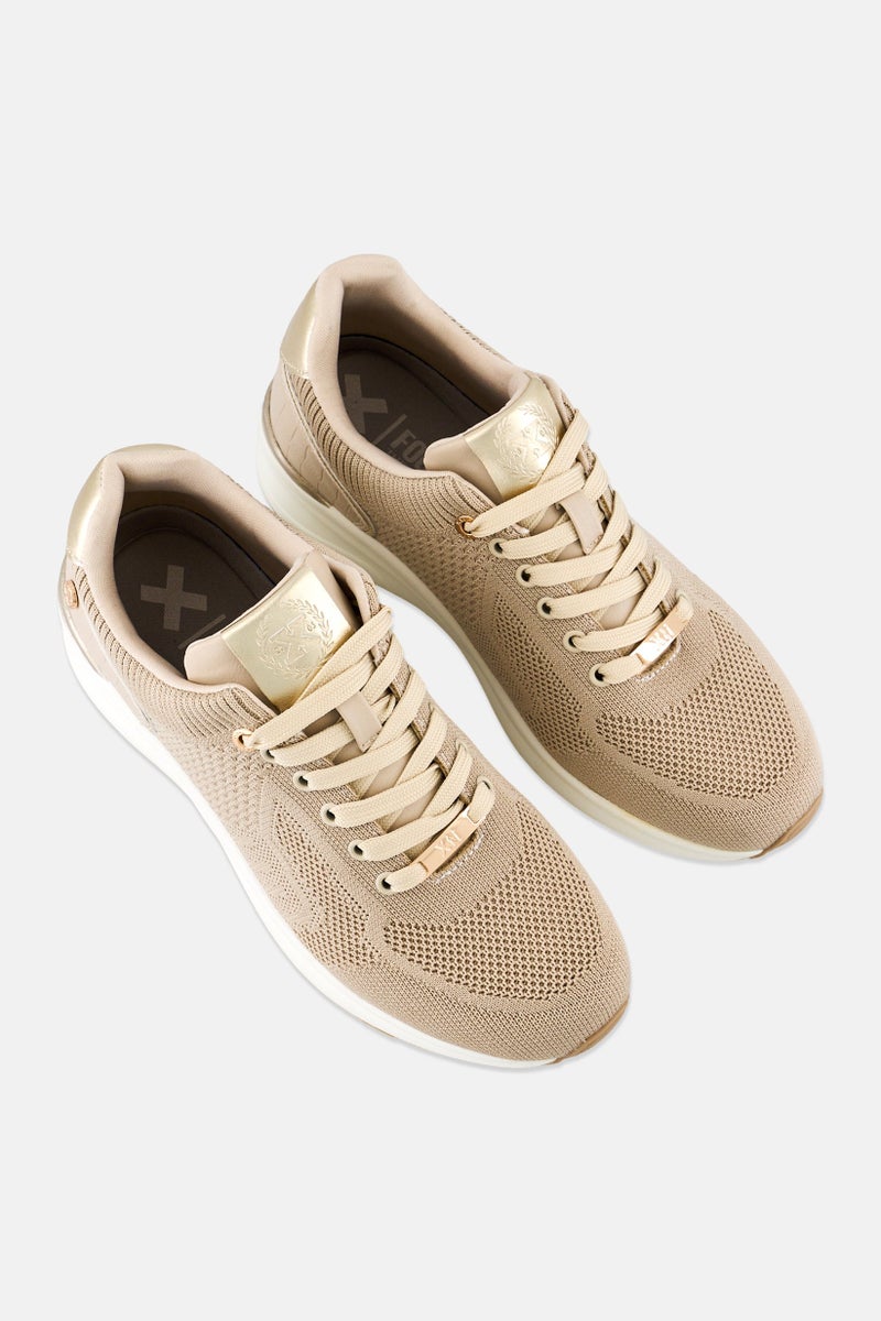 Xti Women Lace Up Casual Shoes, Beige - Image 4