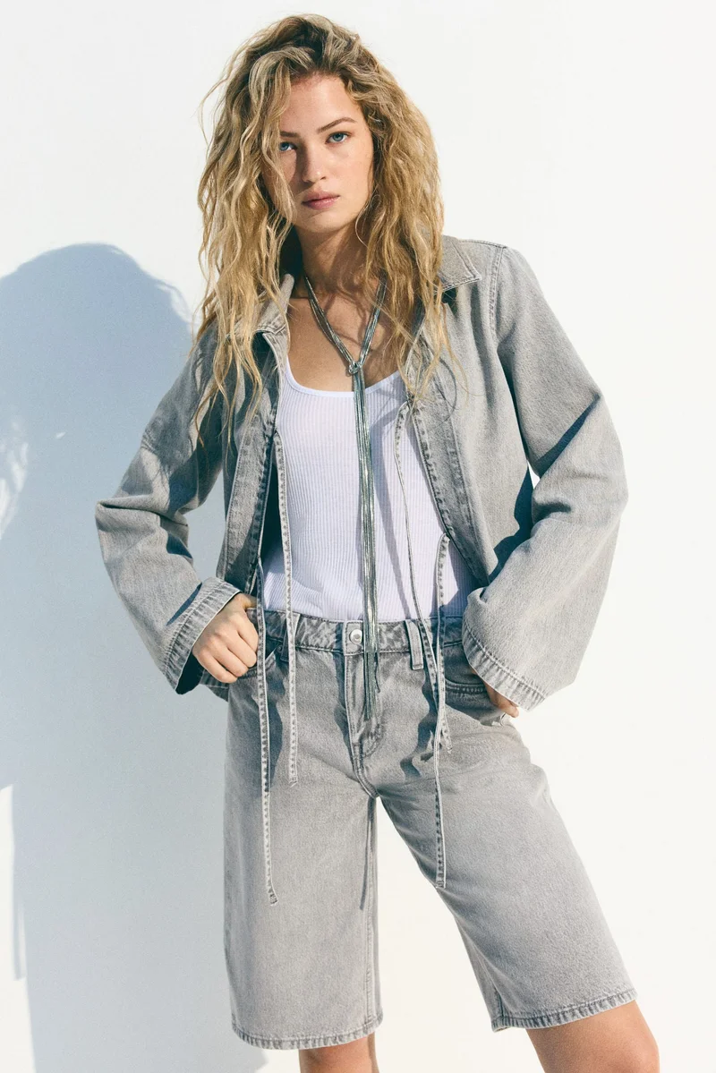 اتش اند ام جاكيت جينز برباط أمامي