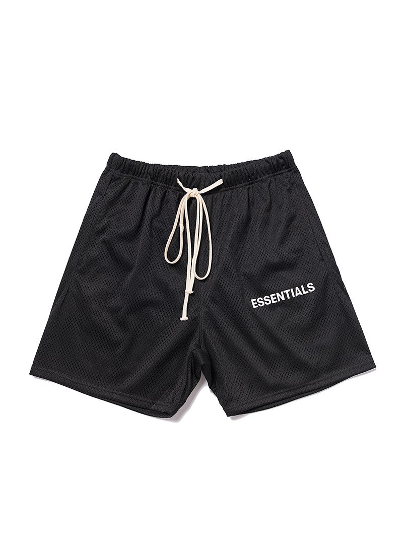 Generic - FOG ESSENTIALS Mesh Drawstring Shorts Men Casual Streetwear Black - Image 1