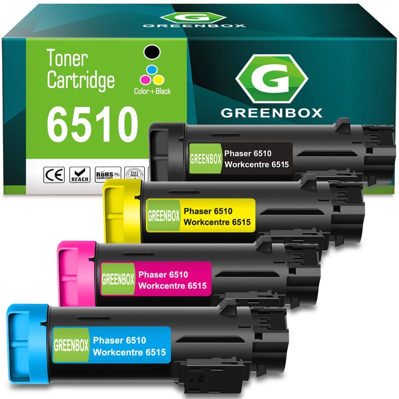 GREENBOX WorkCentre 6515 Phaser 6510 Compatible Toner Cartridge Replacement for Xerox 6515 106R03480 106R03477 106R03478 106R03479 for Xerox Phaser 6510 WorkCentre 6515 Printers Ink 1BKCYM