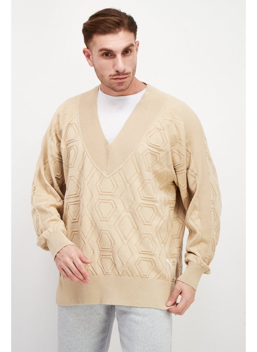 PUMA Men Sportswear Fit Embroidered Logo Sweatshirt, Beige  - Image 1