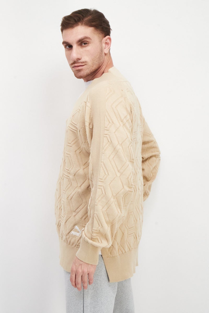 PUMA Men Sportswear Fit Embroidered Logo Sweatshirt, Beige - Image 4