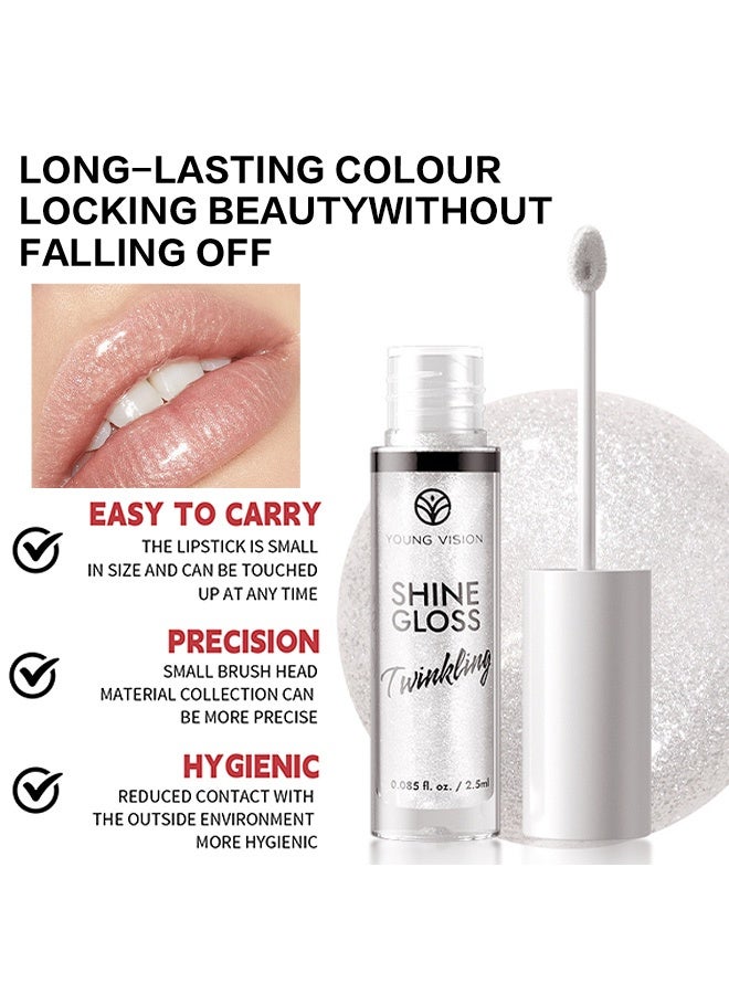 يونج فيجن شين غلوس، ملمع شفاه لامع – لمسة نهائية لامعة مع جزيئات شبيهة باللؤلؤ، غير لاصق ومرطب، مثالي للطبقات أو للارتداء بمفرده، لمعان ناعم لراحة تدوم طويلاً #01 - Image 3