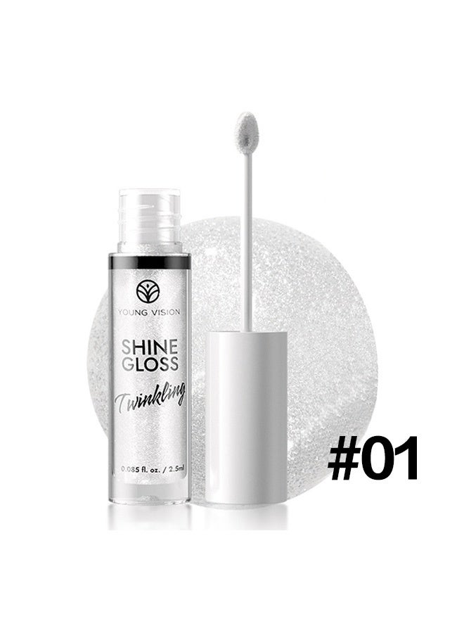 يونج فيجن شين غلوس، ملمع شفاه لامع – لمسة نهائية لامعة مع جزيئات شبيهة باللؤلؤ، غير لاصق ومرطب، مثالي للطبقات أو للارتداء بمفرده، لمعان ناعم لراحة تدوم طويلاً #01 - Image 2