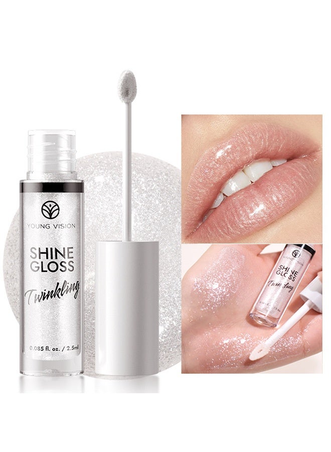 يونج فيجن شين غلوس، ملمع شفاه لامع – لمسة نهائية لامعة مع جزيئات شبيهة باللؤلؤ، غير لاصق ومرطب، مثالي للطبقات أو للارتداء بمفرده، لمعان ناعم لراحة تدوم طويلاً #01 - Image 1