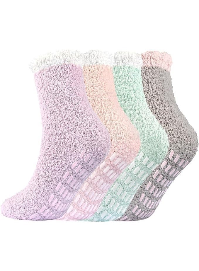 HZYH Winter Socks, Women Socks, Fuzzy Plush Slipper Stockings, Furry Long Leg Warmers Socks for Winter Air-Conditioned Home Playing, Sleeping - Image 1
