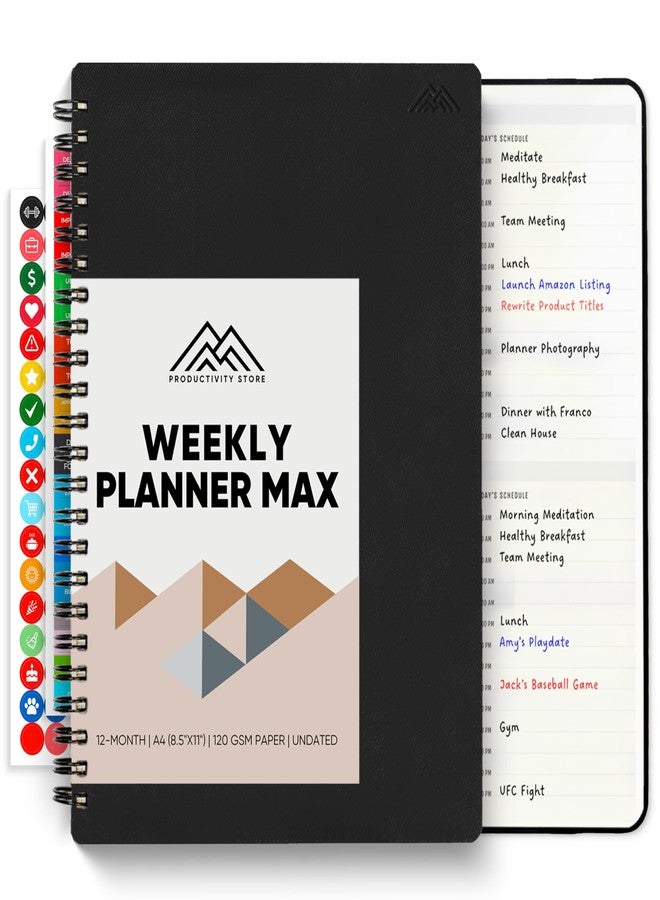 PRODUCTIVITY STORE 2026 Planner. 8.5" x 11" Spiral-Bound Weekly, Monthly and Daily Planner - Organize All 52 Weeks - Increase Productivity and Get Organized - Productivity Store (Black) - Image 1