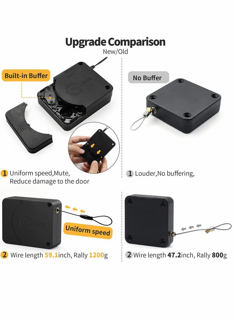 KASTWAVE Door Closer, Punch-Free Automatic Sensor Door Closer Plus, Forceful Automatic Door Closer, Punch Free Door Closer Built in Buffer, for Family Doors, Wardrobe, Window, 1200g 4.9FT (1 Pack Black) - Image 3