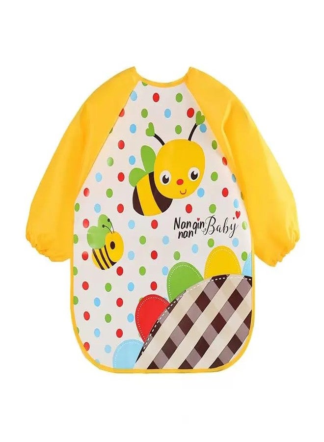Sparkle Joy Full Sleeves Bibs for Baby Washable, Waterproof Apron with Tying Robe | Quick Dry Baby Bibs for Newborns/Infants/Toddlers/Babies (6-36months) (Pack of 1) (Print May Vary) (YELLOW-2) - Image 1