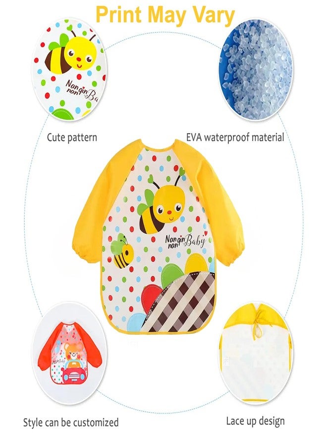 Sparkle Joy Full Sleeves Bibs for Baby Washable, Waterproof Apron with Tying Robe | Quick Dry Baby Bibs for Newborns/Infants/Toddlers/Babies (6-36months) (Pack of 1) (Print May Vary) (YELLOW-2) - Image 2