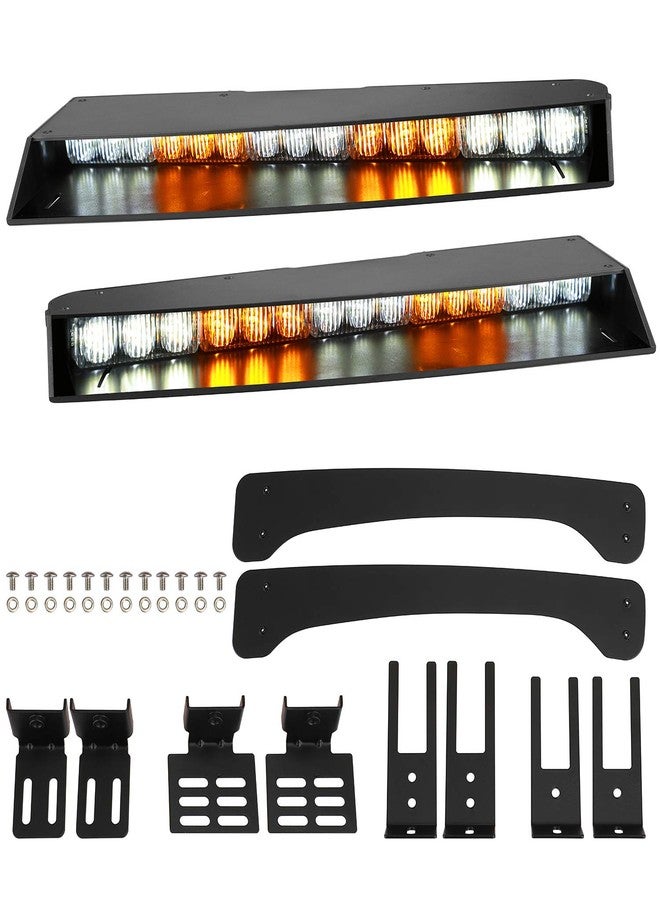ASPL Visor lights bar 2-15 LED 29 Flash Patterns Interior Upper Windshield Split Mount Emergency Hazard Warning Strobe Light Bar Take Down Light Kit (Amber/White) - Image 1