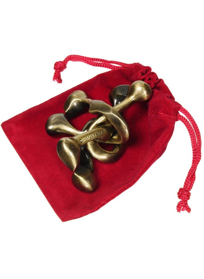 Deluxe Games and Puzzles Trinity Hanayama Brain Teaser Puzzle, New 2018 Design, Level 6 Difficulty Rating, Red Velveteen Drawstring Pouch, Bundled Items  - Image 1