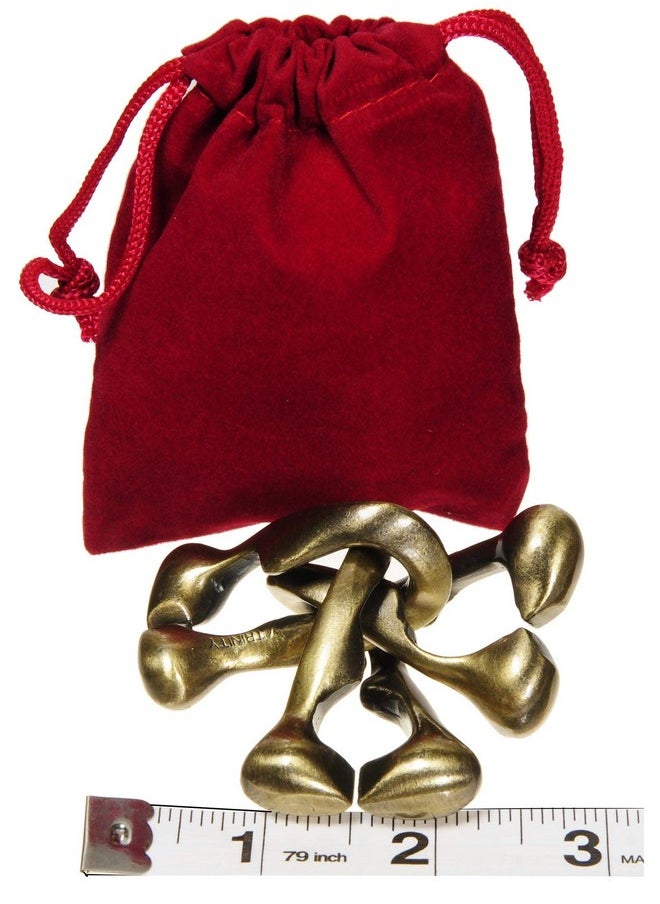 Deluxe Games and Puzzles Trinity Hanayama Brain Teaser Puzzle, New 2018 Design, Level 6 Difficulty Rating, Red Velveteen Drawstring Pouch, Bundled Items  - Image 2