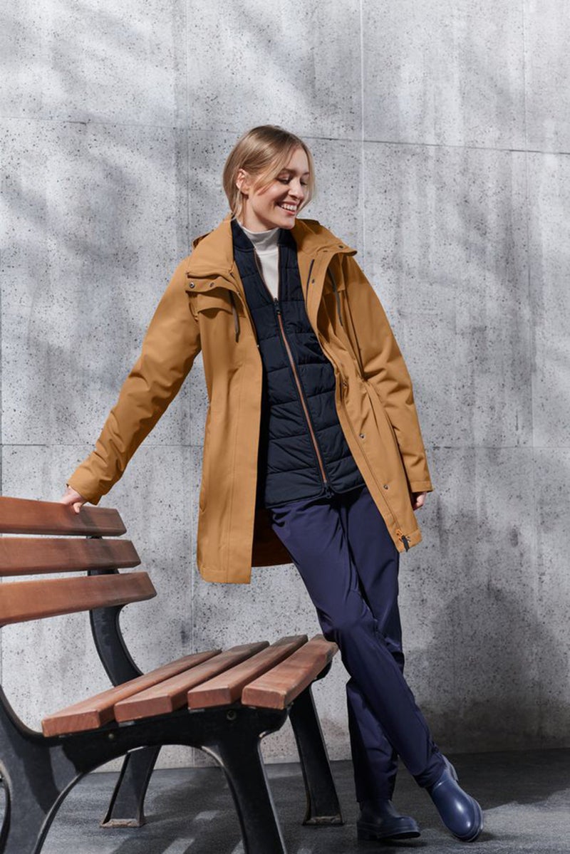 Tchibo جاكيت خارجي للنساء بأكمام طويلة وقصة عادية، تان - Image 1