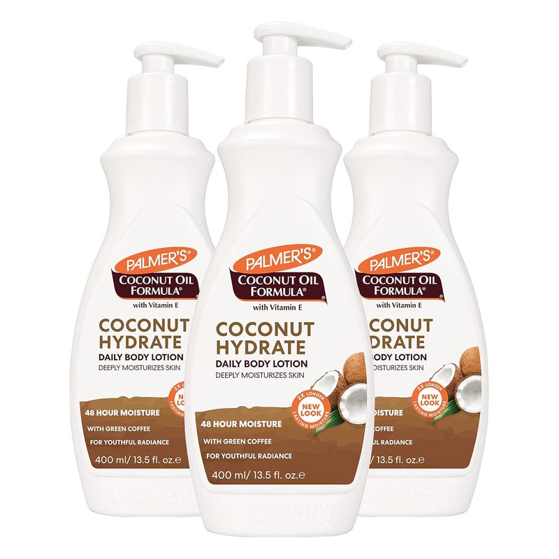 PALMER'S Palmers Coconut Oil Daily Body Lotion 400ml Pack of 3 - Image 1