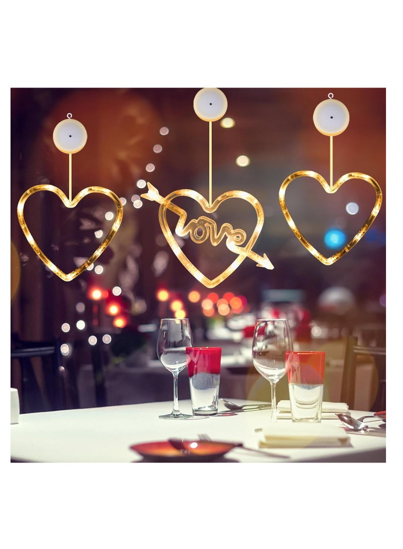 SYOSI 5 Pack Va len tines Day Window Lights Decorations LED Heart Shaped Hanging Silhouette Light with Suction Cup and Hook Battery Operated LED Curtain Lights for Indoor Home Office Bedroom Wall Glass - Image 3