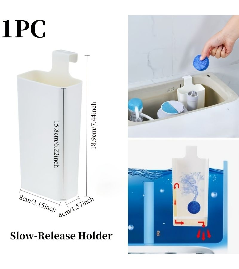 Toilet Solid Dispenser Tank Replacement Part Plastic Slow Release Holder One Piece Contemporary Style No Electricity Needed Extends Cleaning Time - Image 3