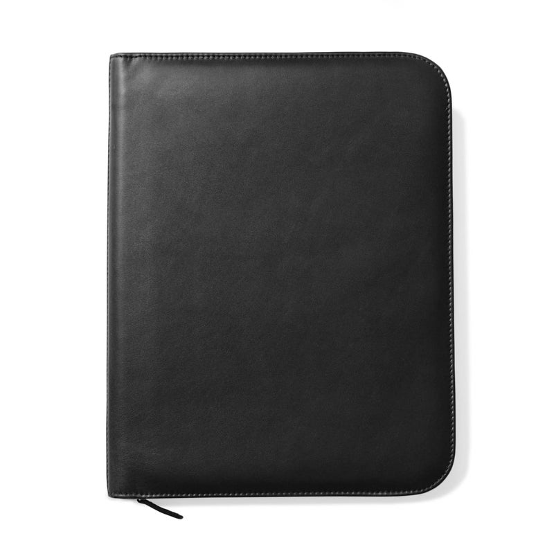 Premium Maruse Leather Portfolio Padfolio Executive Folio for Men and Women with Zipper Folio Document Organizer Laptop Sleeve iPad Case and Folder Made in Italy Black