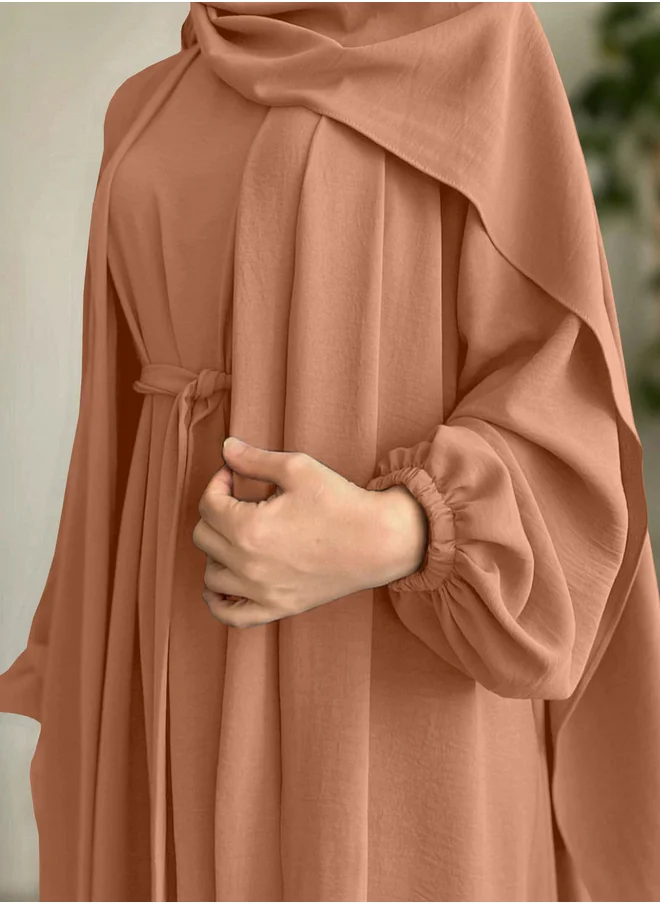 Take Two Take Two Women Solid Long Sleeve Front Open Abaya with Inner Dress