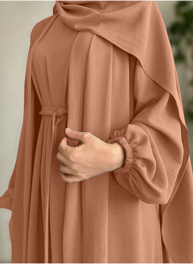 Take Two Take Two Women Solid Long Sleeve Front Open Abaya with Inner Dress  - Image 1